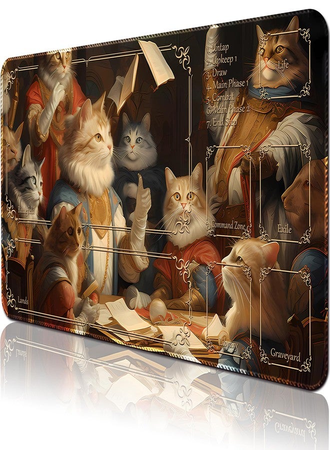 April Space Playmat for MTG (Stitched) Size 24x14 inches, Including Storage playmat Bag - Very Suitable for Amateur Enthusiasts TCG MTG playmat and Card Areas(Noble Cat-with Zone) - Image 2